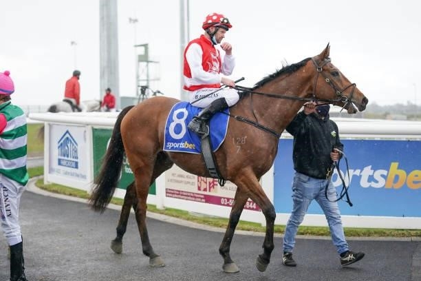Yesugei ridden by Brian Higgins returns to the mounting yard after winning the Pakenham Mazda Maiden Plate at Sportsbet Pakenham Synthetic track on...