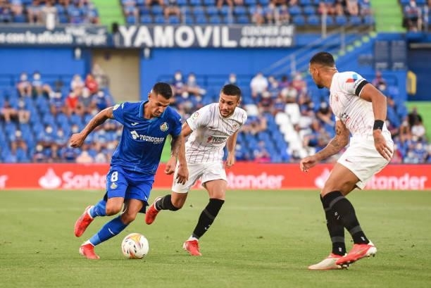 Vitolo during La Liga match between Getafe CF and Sevilla FC at Coliseum Alfonso Perez on August 23, 2021 in Getafe, Spain.