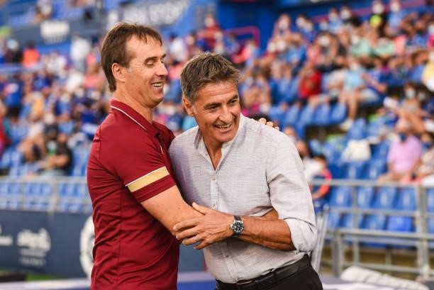 Michel and Lopetegui during La Liga match between Getafe CF and Sevilla FC at Coliseum Alfonso Perez on August 23, 2021 in Getafe, Spain.