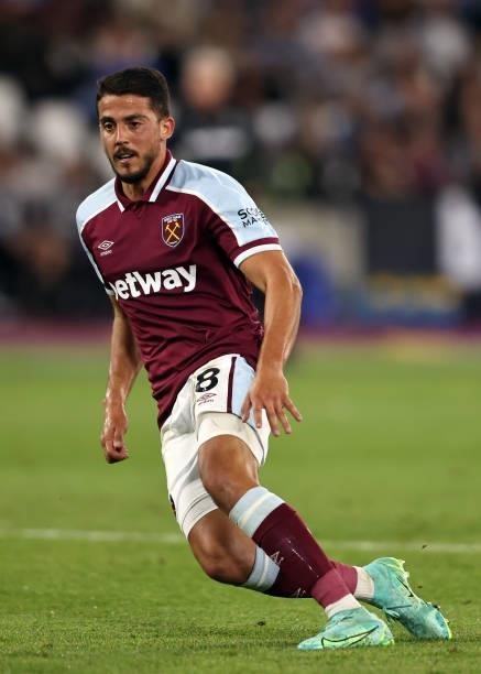 Pablo Fornals of West Ham United during the Premier League match between West Ham United and Leicester City at The London Stadium on August 23, 2021...