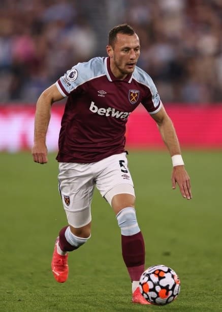 Vladimir Coufal of West Ham United during the Premier League match between West Ham United and Leicester City at The London Stadium on August 23,...