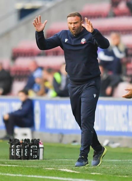 Bolton Wanderers' Manager Ian Evatt during the Carabao Cup Second Round match between Wigan Athletic and Bolton Wanderers at DW Stadium on August 24,...