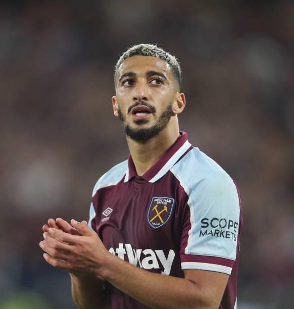 West Ham United's Said Benrahma during the Premier League match between West Ham United and Leicester City at The London Stadium on August 23, 2021...