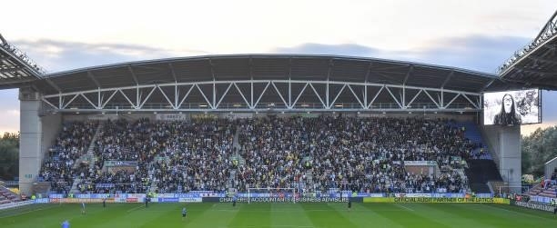 The Bolton Fans fill the stand during the Carabao Cup Second Round match between Wigan Athletic and Bolton Wanderers at DW Stadium on August 24, 2021...