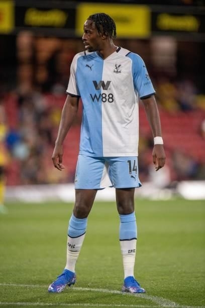 Jean-Philippe Mateta of Crystal Palace during the Carabao Cup Second Round match between Watford and Crystal Palace on August 24, 2021 in Watford,...
