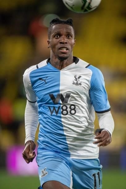 Wilfried Zaha of Crystal Palace during the Carabao Cup Second Round match between Watford and Crystal Palace on August 24, 2021 in Watford, England.