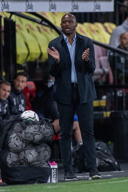 Manager Patrick Vieira of Crystal Palace during the Carabao Cup Second Round match between Watford and Crystal Palace on August 24, 2021 in Watford,...