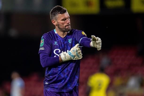 Ben Foster of Watford during the Carabao Cup Second Round match between Watford and Crystal Palace on August 24, 2021 in Watford, England.