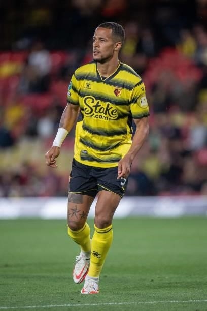 William Troost-Ekong of Watford during the Carabao Cup Second Round match between Watford and Crystal Palace on August 24, 2021 in Watford, England.