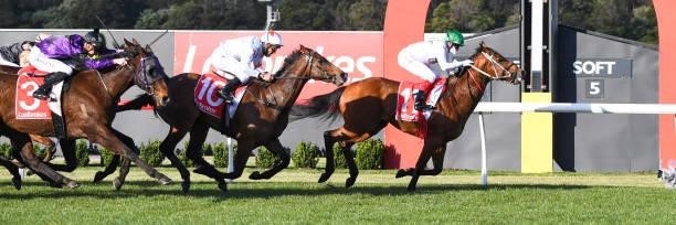 The General ridden by Craig Williams wins the Ladbrokes Same Race Multi Handicap at Ladbrokes Park Lakeside Racecourse on August 25, 2021 in...