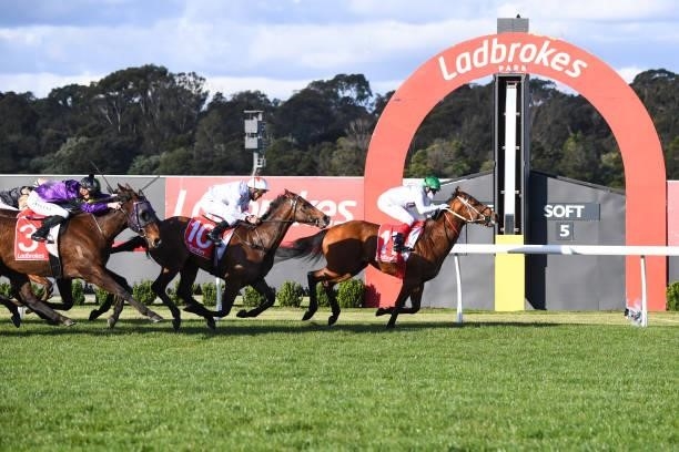 The General ridden by Craig Williams wins the Ladbrokes Same Race Multi Handicap at Ladbrokes Park Lakeside Racecourse on August 25, 2021 in...