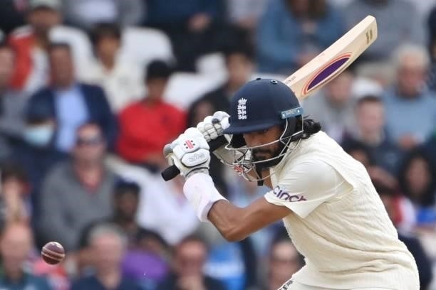 England's Haseeb Hameed bats on the first day of the third cricket Test match between England and India at Headingley cricket ground in Leeds,...