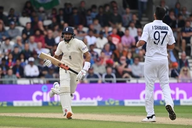 England's Haseeb Hameed runs between the wickets on the first day of the third cricket Test match between England and India at Headingley cricket...