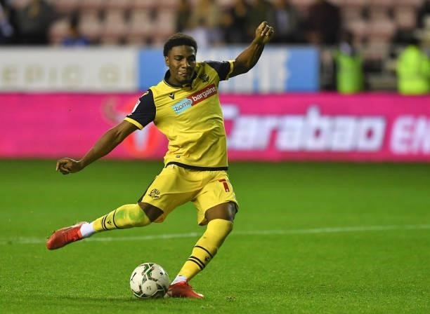 Bolton Wanderers' Oladapo Afolayan during the Carabao Cup Second Round match between Wigan Athletic and Bolton Wanderers at DW Stadium on August 24,...