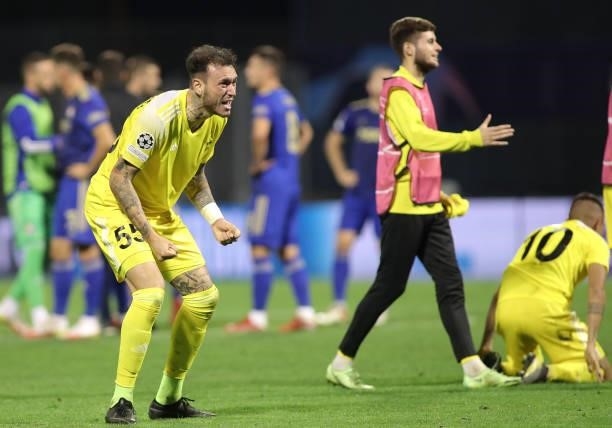 Gustavo Dulanto of Sheriff celebrates after the UEFA Champions League Play-Offs Leg Two match between Dinamo Zagreb and FC Sheriff at Maksimir...
