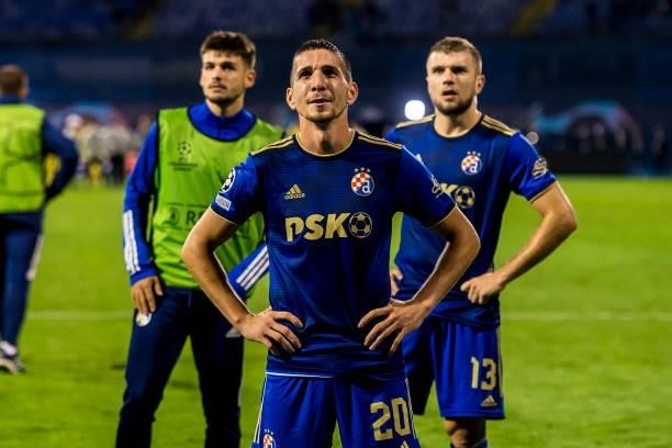 Lirim Kastrati of Dinamo Zagreb reacts after the UEFA Champions League Play-Offs Leg Two match between Dinamo Zagreb and FC Sheriff at Maksimir...