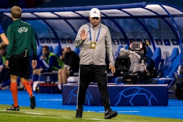 Sheriffs head coach Iurii Vernydub reacts during the UEFA Champions League Play-Offs Leg Two match between Dinamo Zagreb and FC Sheriff at Maksimir...