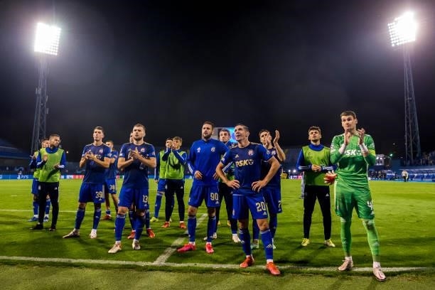 Players of Dinamo Zagreb congratulate the fans after the UEFA Champions League Play-Offs Leg Two match between Dinamo Zagreb and FC Sheriff at...