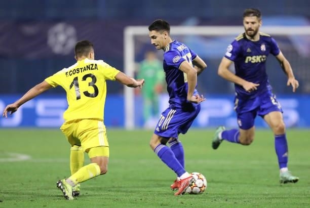 Luka Menalo of Dinamo controls the ball during the UEFA Champions League Play-Offs Leg Two match between Dinamo Zagreb and FC Sheriff at Maksimir...