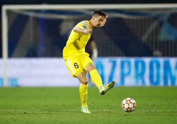 Stjepan Radeljic of Sheriff passes the ball during the UEFA Champions League Play-Offs Leg Two match between Dinamo Zagreb and FC Sheriff at Maksimir...