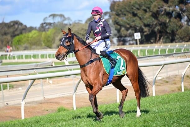 Be Amazing ridden by Tatum Bull returns to the mounting yard after winning the RMBL Investments Rising Stars F&M BM64 Handicap at Echuca Racecourse...