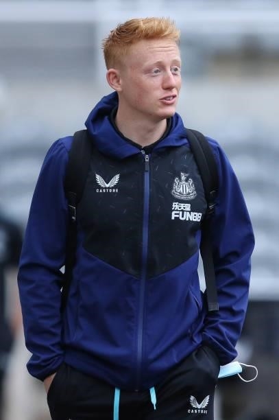 Matty Longstaff of Newcastle United arrives during the Carabao Cup match between Newcastle United and Burnley at St. James's Park, Newcastle on...