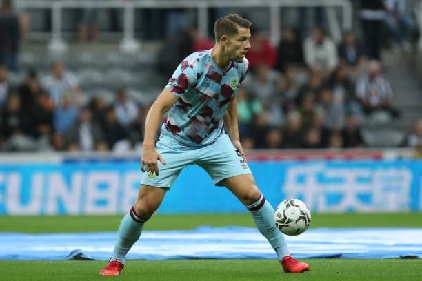 James Tarkowski of Burnley warms up during the Carabao Cup match between Newcastle United and Burnley at St. James's Park, Newcastle on Wednesday...