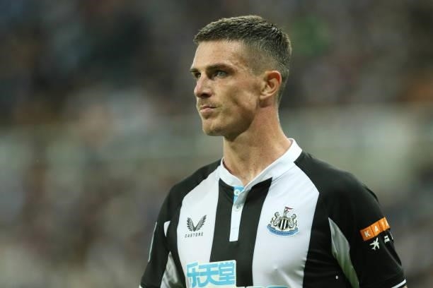 Ciaran Clark of Newcastle United seen during the Carabao Cup match between Newcastle United and Burnley at St. James's Park, Newcastle on Wednesday...