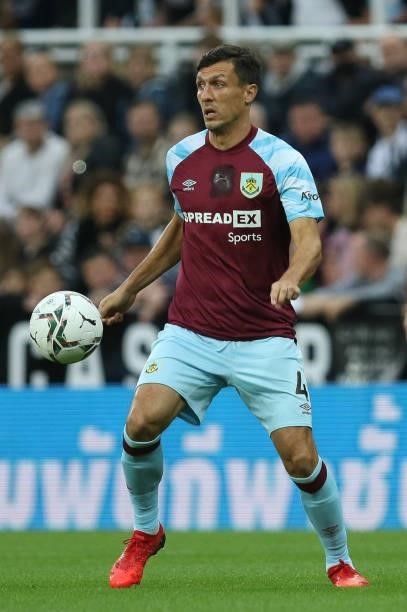Jack Cork of Burnley in action during the Carabao Cup match between Newcastle United and Burnley at St. James's Park, Newcastle on Wednesday 25th...