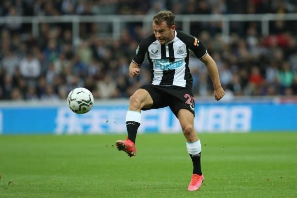 Ryan Fraser of Newcastle United in action during the Carabao Cup match between Newcastle United and Burnley at St. James's Park, Newcastle on...