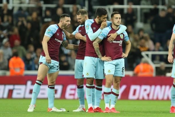 Josh Brownhill of Burnley looks dejected during the Carabao Cup match between Newcastle United and Burnley at St. James's Park, Newcastle on...