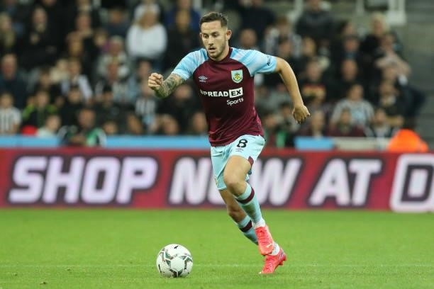 Josh Brownhill of Burnley in action during the Carabao Cup match between Newcastle United and Burnley at St. James's Park, Newcastle on Wednesday...