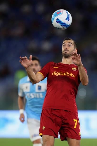 Henrikh Mkhitaryan of AS Roma in action during the UEFA Conference League Play-Offs Leg Two match between AS Roma and Trabzonspor at Olimpico Stadium...
