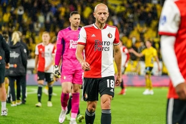 Gernot Trauner of Feyenoord during the UEFA Conference League play-offs match between IF Elfsborg and Feyenoord at the Boras Arena on August 26, 2021...