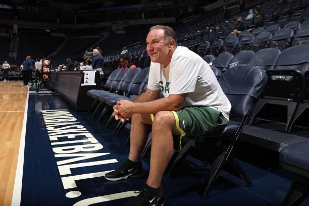 Assistant Coach of the Seattle Storm, Gary Kloppenburg smiles before the game against the Minnesota Lynx on August 24, 2021 at Target Center in...