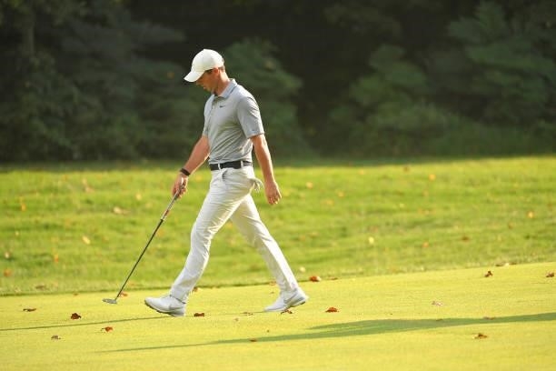 Rory McIlroy of Northern Ireland walks along the 15th fairway during the first round of the BMW Championship at Caves Valley Golf Club on August 26,...