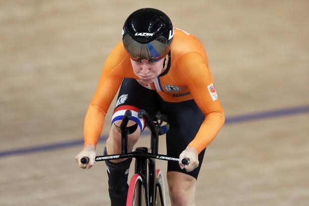 Caroline Groot of Team Netherlands competes in the Track Cycling Women's C4-5 500m Time Trial on day 3 of the Tokyo 2020 Paralympic Games at Izu...