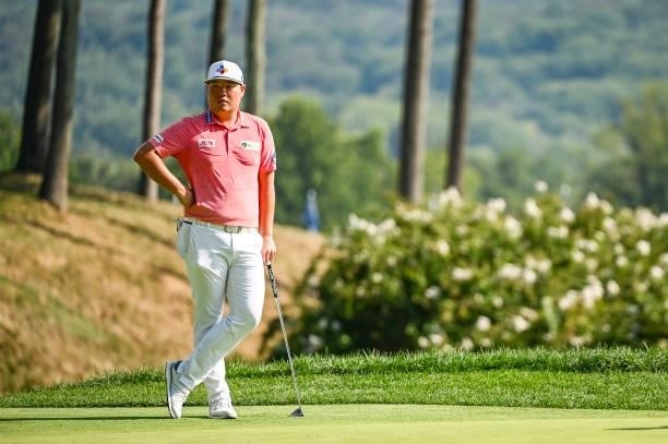 Sungjae Im of South Korea waits to putt on the ninth hole green during the first round of the BMW Championship, the second event of the FedExCup...