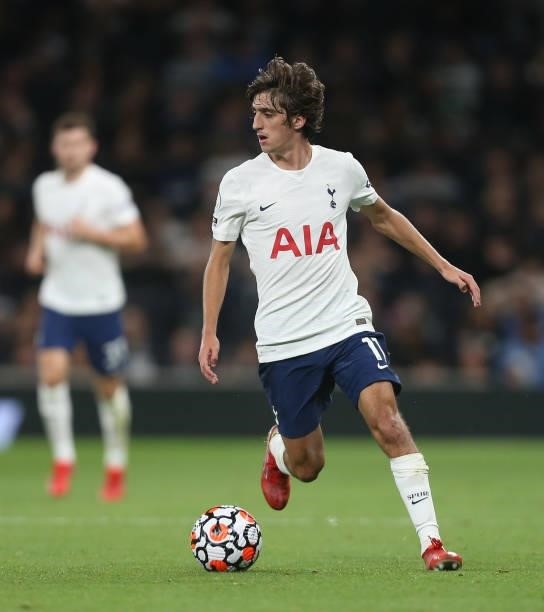 Tottenham Hotspur's Bryan Gil during the UEFA Conference League Play-Offs Leg Two match between Tottenham Hotspur and Pacos de Ferreira at on August...