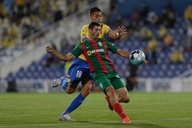 Fábio China defender of CS Maritimo in action during the Liga Portugal Bwin match between GD Estoril de Praia and CS Maritimo at Estádio António...