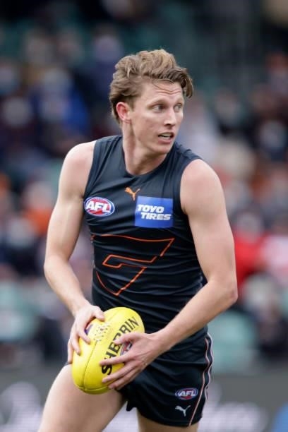 Lachie Whitfield of the Giants in action during the 2021 AFL Second Elimination Final match between the Sydney Swans and the GWS Giants at University...