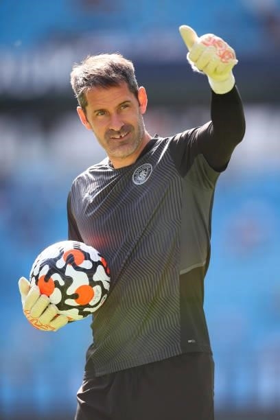 Scott Carson of Manchester City during the Premier League match between Manchester City and Arsenal at Etihad Stadium on August 28, 2021 in...