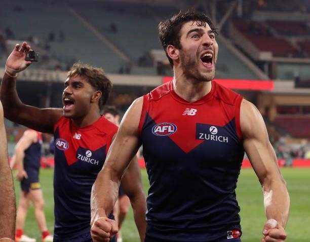 Christian Petracca of the Demons after the win during the 2021 AFL First Qualifying Final match between the Melbourne Demons and the Brisbane Lions...