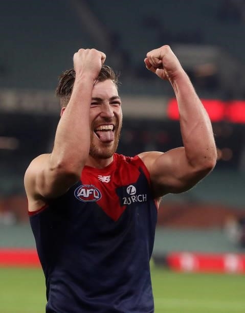 Jack Viney after the win during the 2021 AFL First Qualifying Final match between the Melbourne Demons and the Brisbane Lions at Adelaide Oval on...