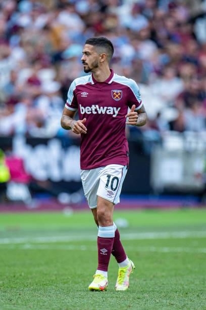 Manuel Lanzini of West Ham during the Premier League match between West Ham United and Crystal Palace at London Stadium on August 28, 2021 in London,...