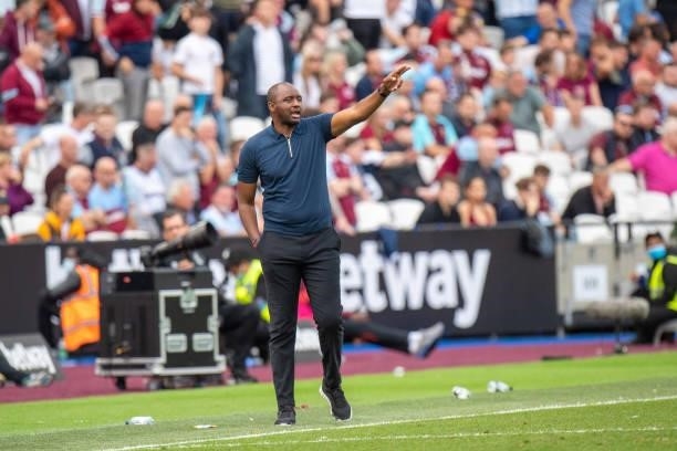 Manager Patrick Vieira of Crystal Palace during the Premier League match between West Ham United and Crystal Palace at London Stadium on August 28,...