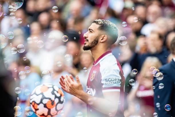 Said Benrahma of West Ham during the Premier League match between West Ham United and Crystal Palace at London Stadium on August 28, 2021 in London,...