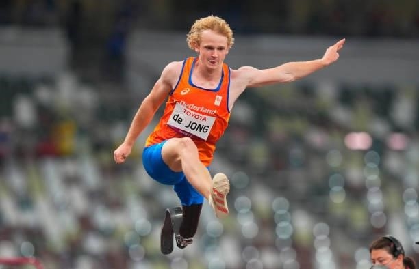 Joel de Yong from Nederlands at longjump during athletics at the Tokyo Paralympics, Tokyo Olympic Stadium, Tokyo, Japan on August 28, 2021.