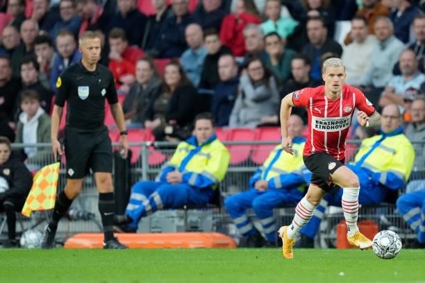 Philipp Max of PSV during the Dutch Eredivisie match between PSV v FC Groningen at the Philips Stadium on August 28, 2021 in Eindhoven Netherlands