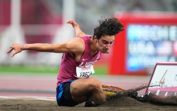 Ezra Frech from USA at longjump during athletics at the Tokyo Paralympics, Tokyo Olympic Stadium, Tokyo, Japan on August 28, 2021.